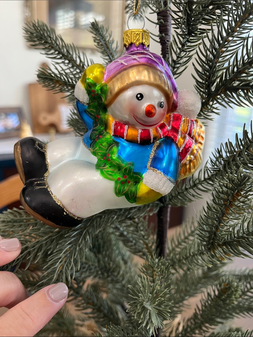 Vintage Blown Glass Snowman Ornament by O’well Christmas Collectible